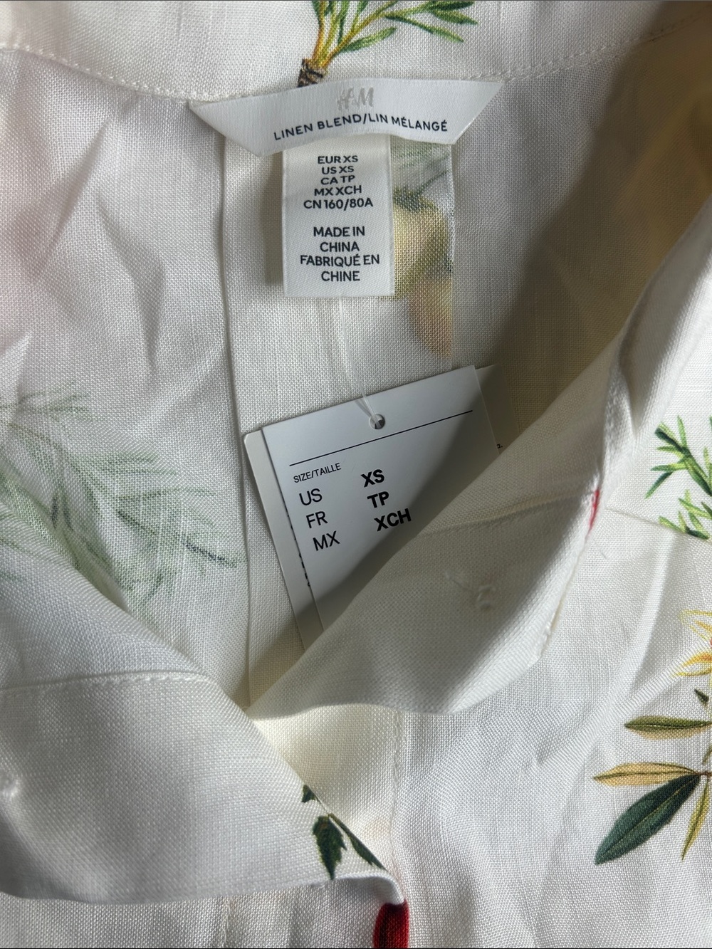 NWT (P-19”/size XS) H&M Tomato OVERSIZED LINEN-BLEND SHIRT - Picture 7 of 7